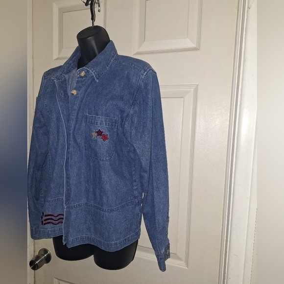 Christopher and Banks large jean button-down American Flag print - Picture 4 of 6